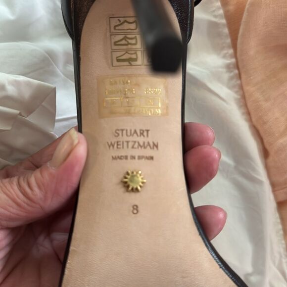 23 450.00 NWOB Stuart Weitzman Black Leather Nudistsong Ankle Cuff Sandals - Picture 6 of 10